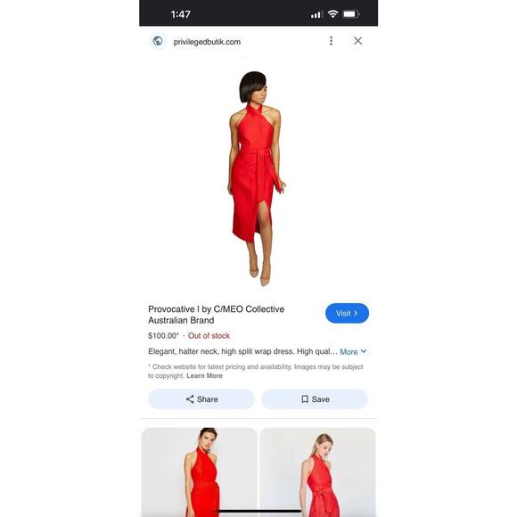 C/Meo Collective Two Sides Halter Red Midi Dress Women's Size S - Picture 2 of 16